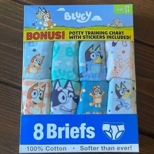 Bluey Boys Briefs Underwear Potty Training Chart with Stickers 8 Pack 2T 3T